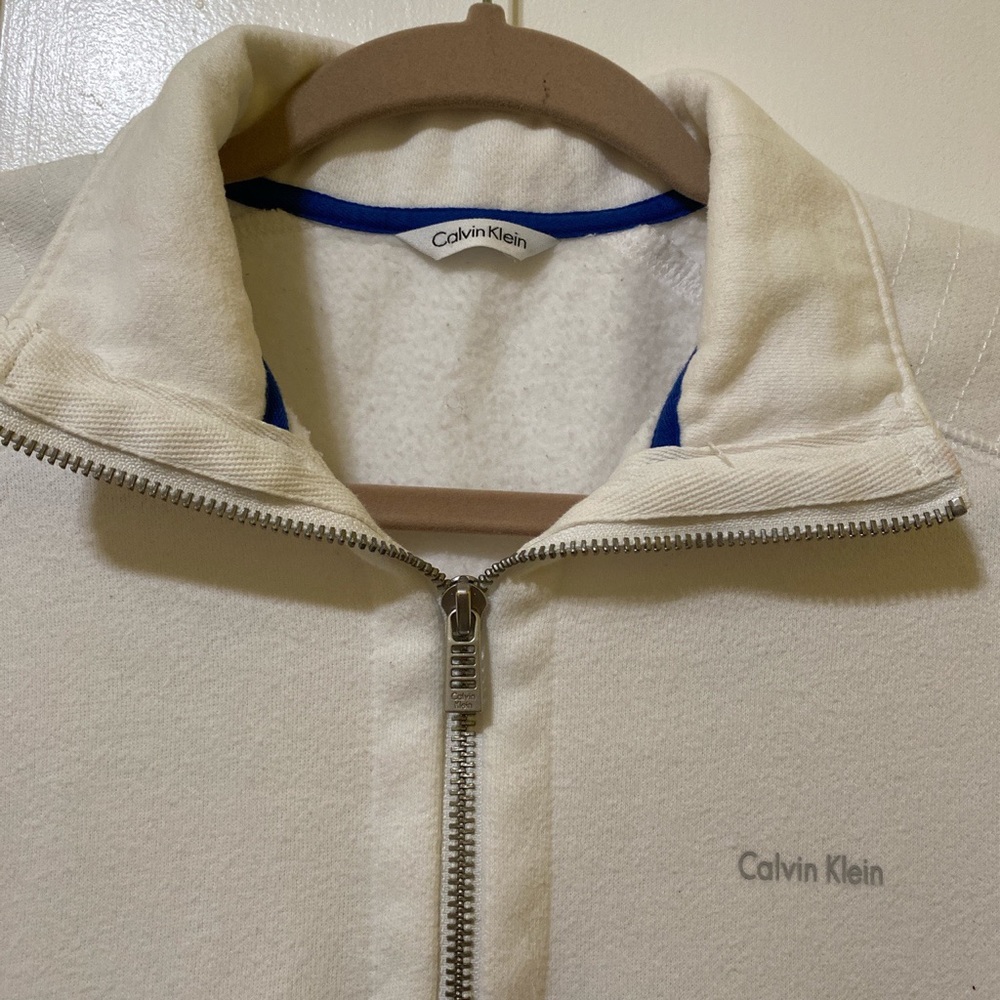 Calvin Klein white quarter zip up